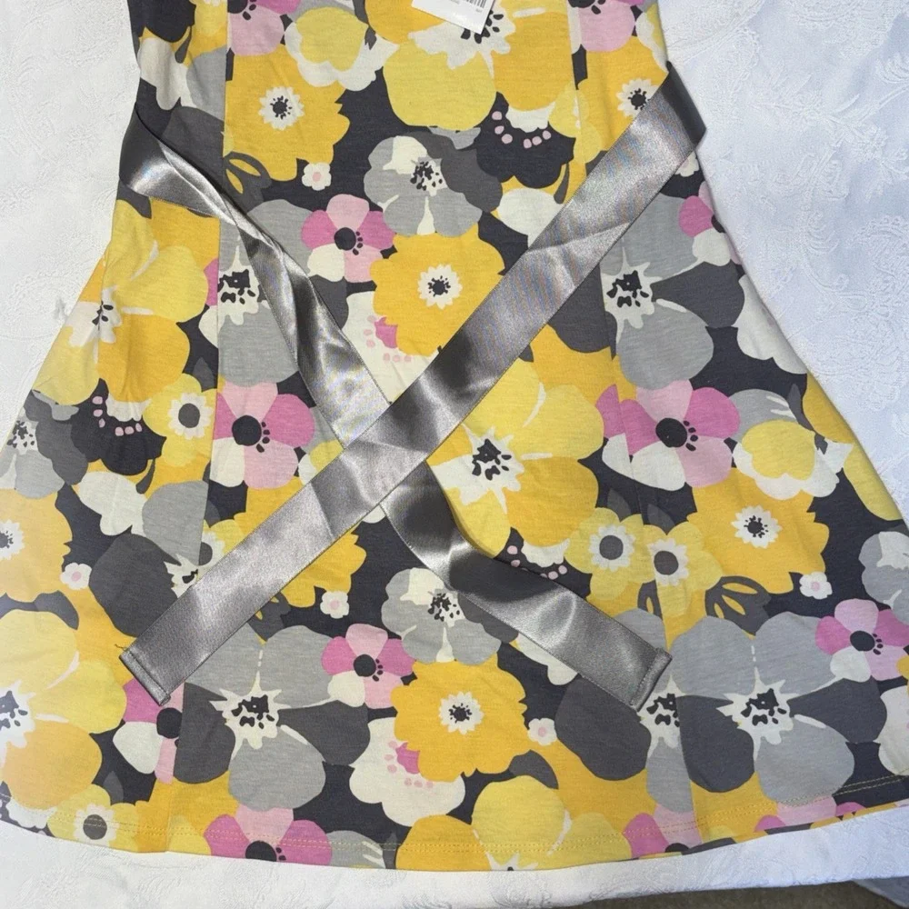 NWT Girls Gymboree HELLO YELLOW Floral Print DRESS Sz 7‎  100% Cotton School